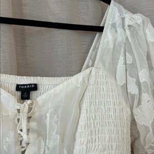 Torrid Cream Midi Dress with Floral Details